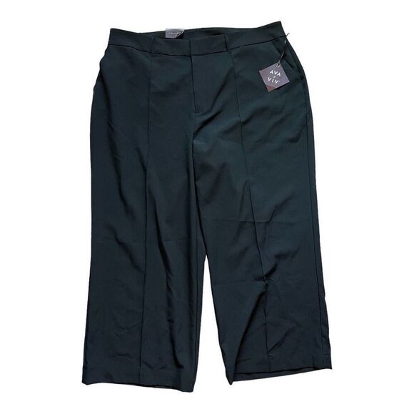 NWT Womens Ava & Viv Wide Leg No Gap Waistband Black Dress Pants - Sz 26 - Picture 2 of 3